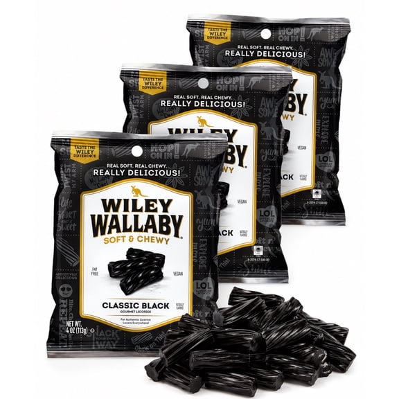 Wiley Wallaby Soft & Chewy Classic Black Licorice, 3 Pack