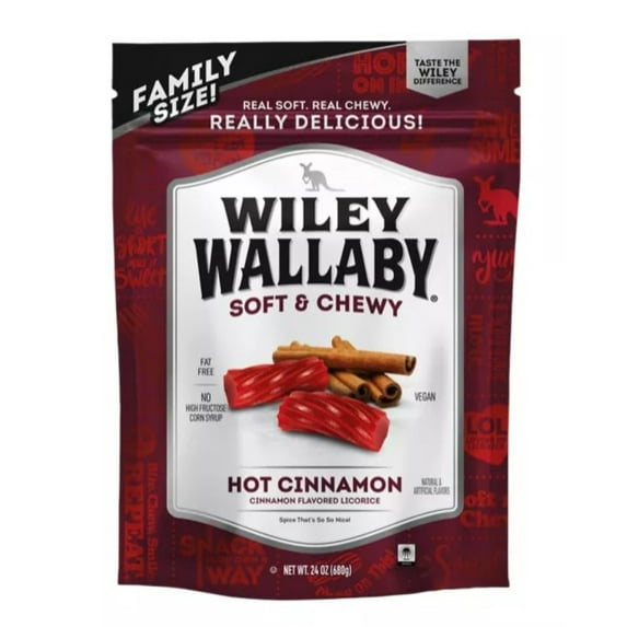 Wiley Wallaby Soft and Chewy Hot Cinnamon Licorice 24 oz. Bag, Pack of 1