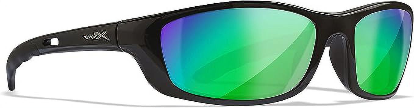 Wiley X P-17 Sunglasses Polarized Emerald Mirror Lens, Gloss Black Frame - P-17GM