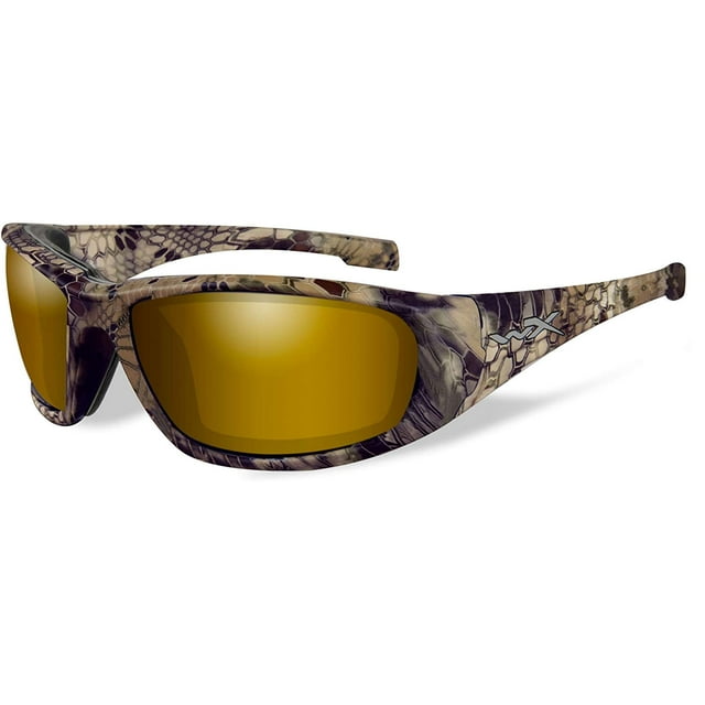 Wiley X WX Boss Men's Sunglasses, Polarized Venice Gold Mirror (Amber) Lens / Kryptek Highlander Frame - CCBOS12
