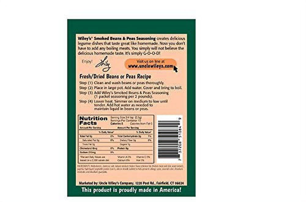 Wiley's Beans and Peas Seasoning3 (THREE) 1 oz packets