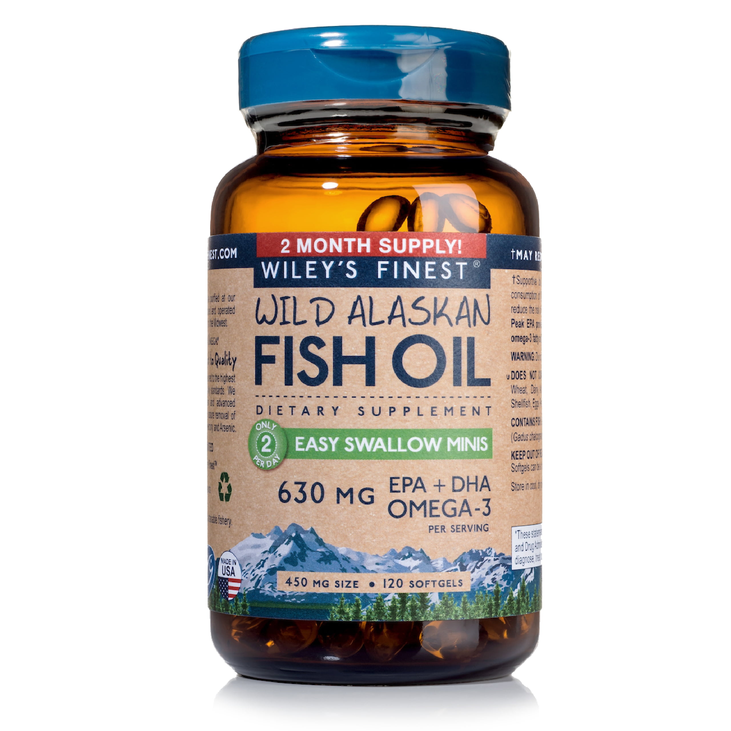 Wiley's Finest Wild Alaskan Fish Oil Easy Swallow Minis Omega3 Fish