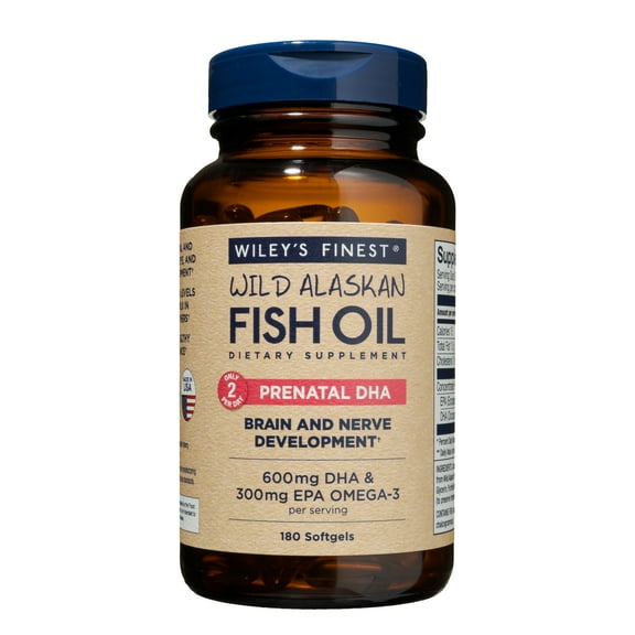 Wiley's Finest Wild Alaskan Fish Oil, Prenatal DHA, 180 Softgels