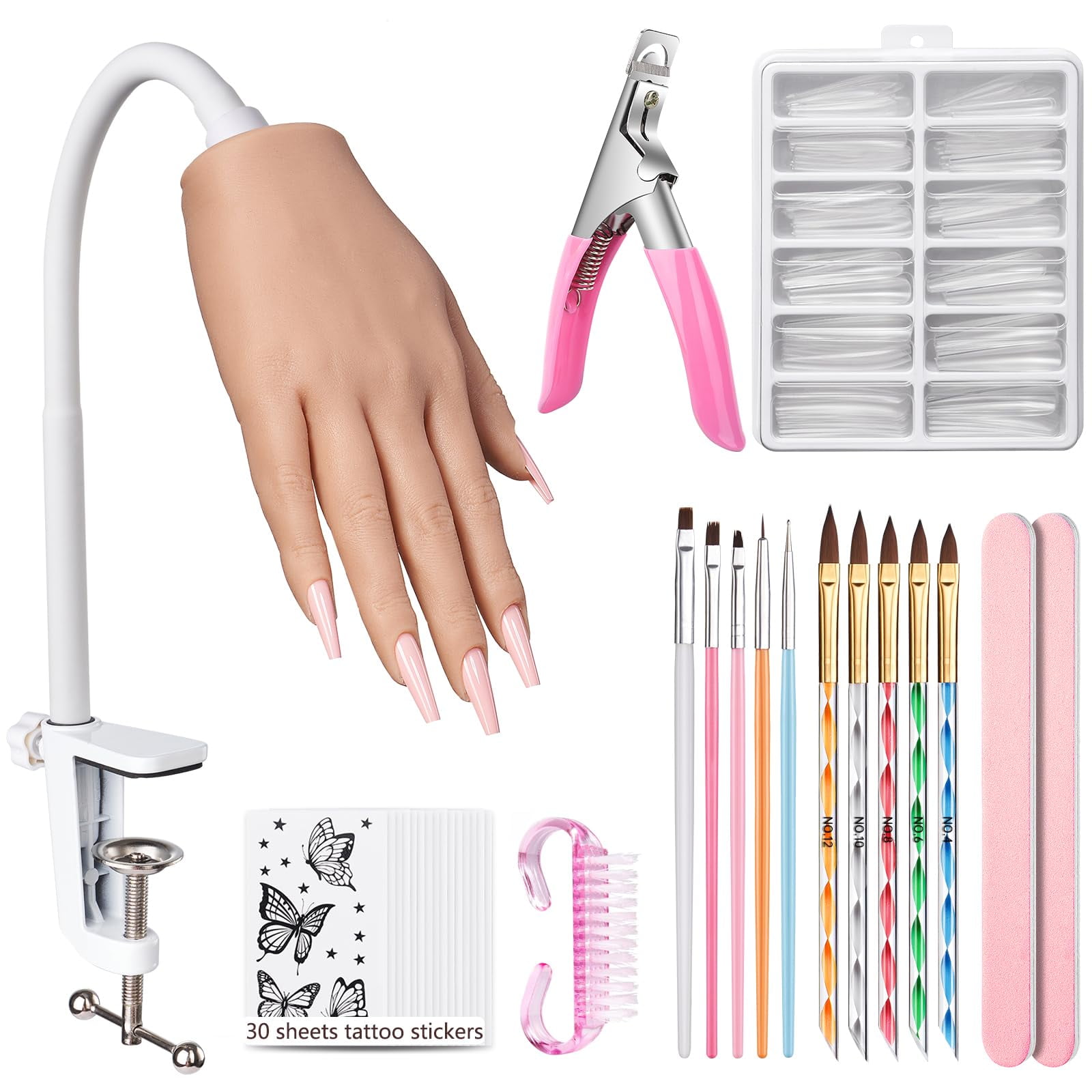 Wilfniee Silicone Practice Hand for Acrylic Nails With DIY Tattoo
