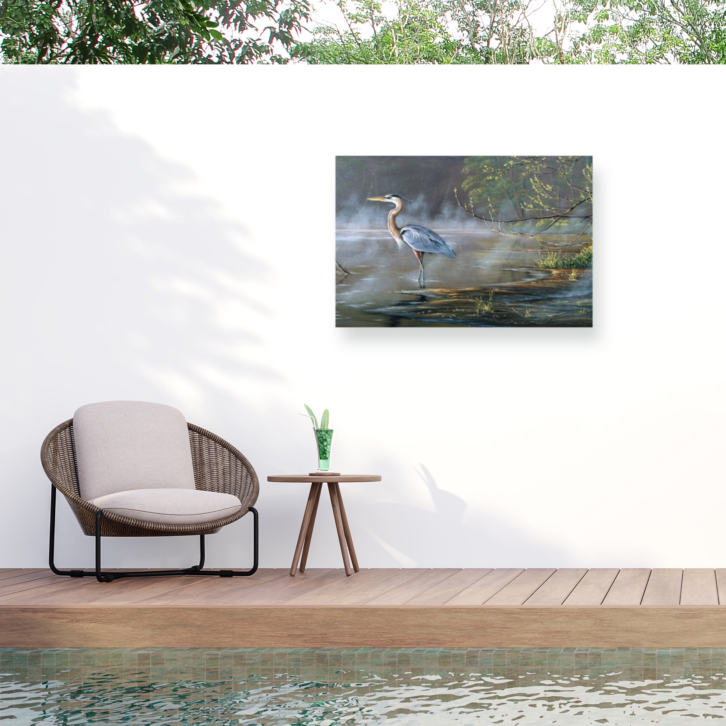 Large Blue Heron Canvas Art for Outdoor Decor