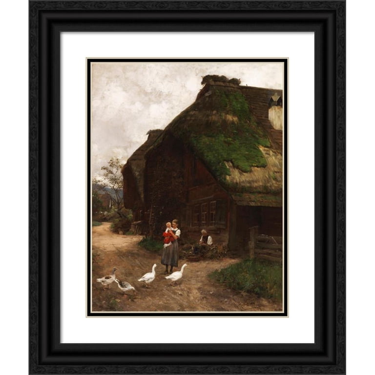 Wilhelm Hasemann 12x14 Black Ornate Wood Framed Double Matted