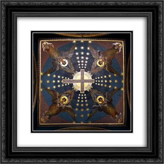 Wilhelm Kotarbinski 2x Matted 20x20 Black Ornate Framed Art Print 'Ceiling at Kiev St. Vladimir Cathedral'