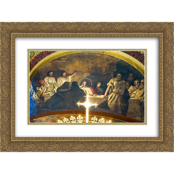 Wilhelm Kotarbinski 2x Matted 24x20 Gold Ornate Framed Art Print 'Last Supper'