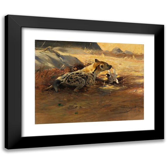 Wilhelm Kuhnert 14x12 Black Modern Framed Museum Art Print Titled - Hyane (1905)