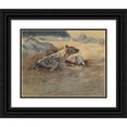 thumbnail image 1 of Wilhelm Kuhnert 18x15 Black Ornate Wood Framed Double Matted Museum Art Print Titled - Hyaene on the Waitress (1905), 1 of 5