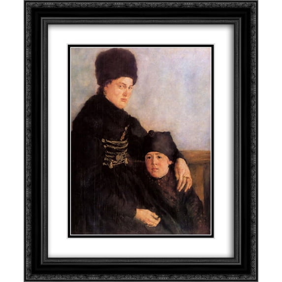 Wilhelm Leibl 2x Matted 20x24 Black Ornate Framed Art Print 'Dachauerin mit Kind'