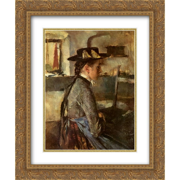 Wilhelm Leibl 2x Matted 20x24 Gold Ornate Framed Art Print 'In Erwartung'