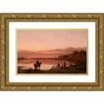 thumbnail image 1 of Wilhelm Leopolski 24x17 Gold Ornate Framed and Double Matted Museum Art Print Titled - Landscape at Sunset, 1 of 4