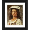 thumbnail image 1 of Wilhelm Marstrand 12x14 Black Ornate Wood Framed Double Matted Museum Art Print Titled: A Young Italiane with White Headscarf, 1 of 5