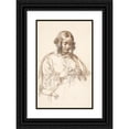 thumbnail image 1 of Wilhelm Marstrand 13x18 Black Ornate Wood Framed Double Matted Museum Art Print Titled - Young Knitting Dame, Half Figure (1810 - 1873), 1 of 5