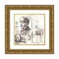 thumbnail image 1 of Wilhelm Marstrand 15x15 Gold Ornate Wood Frame and Double Matted Museum Art Print Titled - Sample Magazine in Stylography with Portrait Heads, Pawn for Horse and More. (1845), 1 of 4