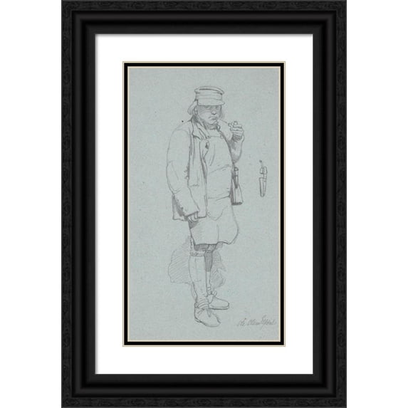 Wilhelm Marstrand 15x24 Black Ornate Framed Double Matted Museum Art Print Titled: Standing Swedish Farmer (1851)