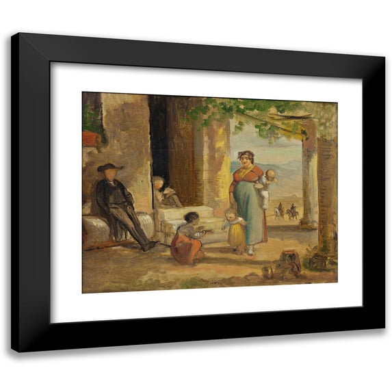 Wilhelm Marstrand 18x15 Black Modern Framed Museum Art Print Titled - Child Learning to Walk (Before 1859)