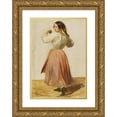 thumbnail image 1 of Wilhelm Marstrand 18x24 Gold Ornate Framed and Double Matted Museum Art Print Titled - Study of Dancing Italian, 1 of 4