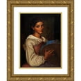 thumbnail image 1 of Wilhelm Marstrand 19x24 Gold Ornate Framed and Double Matted Museum Art Print Titled - Italian Girl with a Blue Tambourine, 1 of 4