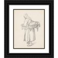 thumbnail image 1 of Wilhelm Marstrand 20x24 Black Ornate Framed Double Matted Museum Art Print Titled: Knitting Swedish Wife with Basket on the Back (1851), 1 of 5