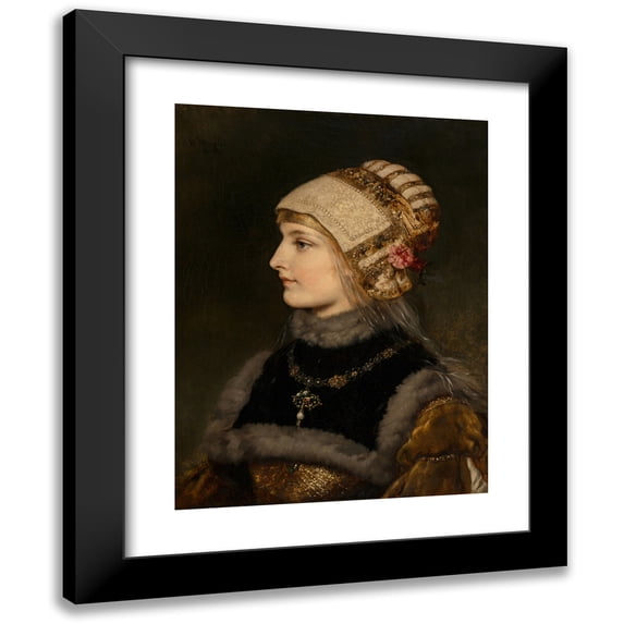 Wilhelm Menzler 12x14 Black Modern Framed Museum Art Print Titled - A Young Woman in Renaissance Costume (1879)