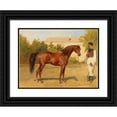 thumbnail image 1 of Wilhelm Richter 18x14 Black Ornate Wood Framed Double Matted Museum Art Print Titled - Racehorse with Hungarian Groom, 1 of 5