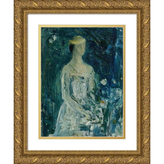 Wilhelm Thöny 12x14 Gold Ornate Wood Frame and Double Matted Museum Art Print Titled - The Artist's Wife (1930)