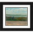 thumbnail image 1 of Wilhelm Trübner 14x12 Black Ornate Wood Framed Double Matted Museum Art Print Titled: Rose Fence with View of the Berg Castle at Lake Starnberg (1912), 1 of 5