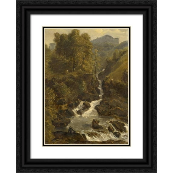 Wilhelm Ulrich Oppermann 18x24 Black Ornate Framed Double Matted Museum Art Print Titled: Landscape with Brook