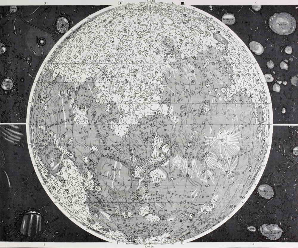 Wilhelm Wolff Beer And Johann Heinrich Mdlers Map Of The Moon Produced In The 1830s Canvas Art - Ken Welsh Design Pics (16 x 13)