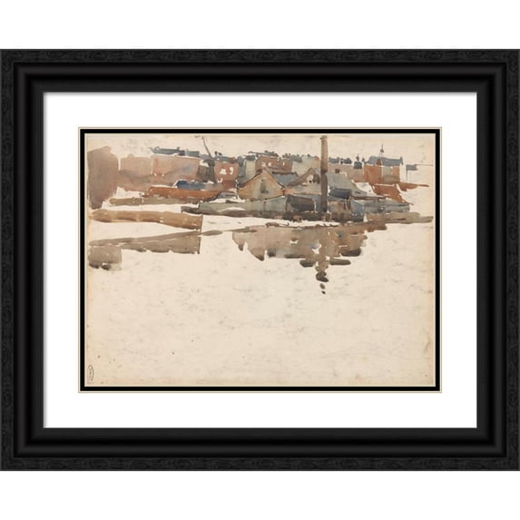 Wilhelmus Johannes Steenhoff 18x14 Black Ornate Wood Framed Double Matted Museum Art Print Titled - Cityscape (1873 - 1932)