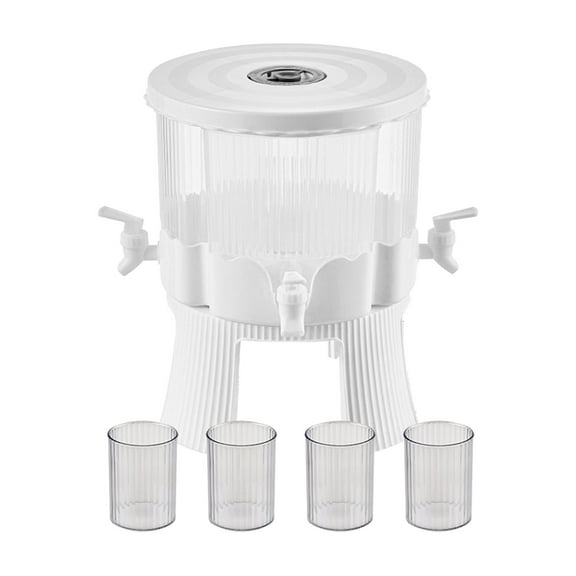 Wilinohome Cold Kettle with Faucet Beverage Dispenser with Spigot Ice Tea Juice Pitcher 4 Compartment Beverage Container for Kitchen Glass Containers Kitchen Accessories Kitchen Essentials