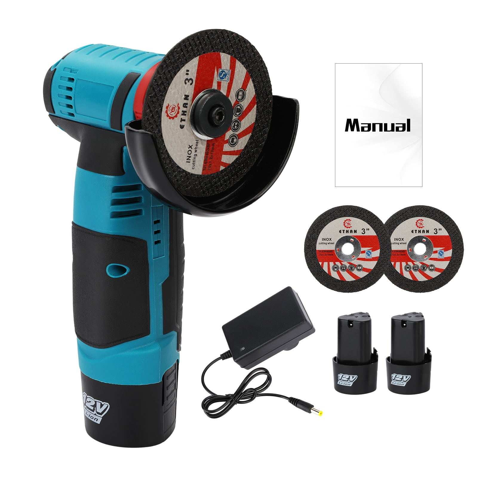Wilitto Cordless Angle Grinder, 12V Battery Mini Brushless Power Motor 19500rpm Angle Grinder for Metal Wood Polishing, Thin Steel, Hand Cut Off Electric Grinding Tool