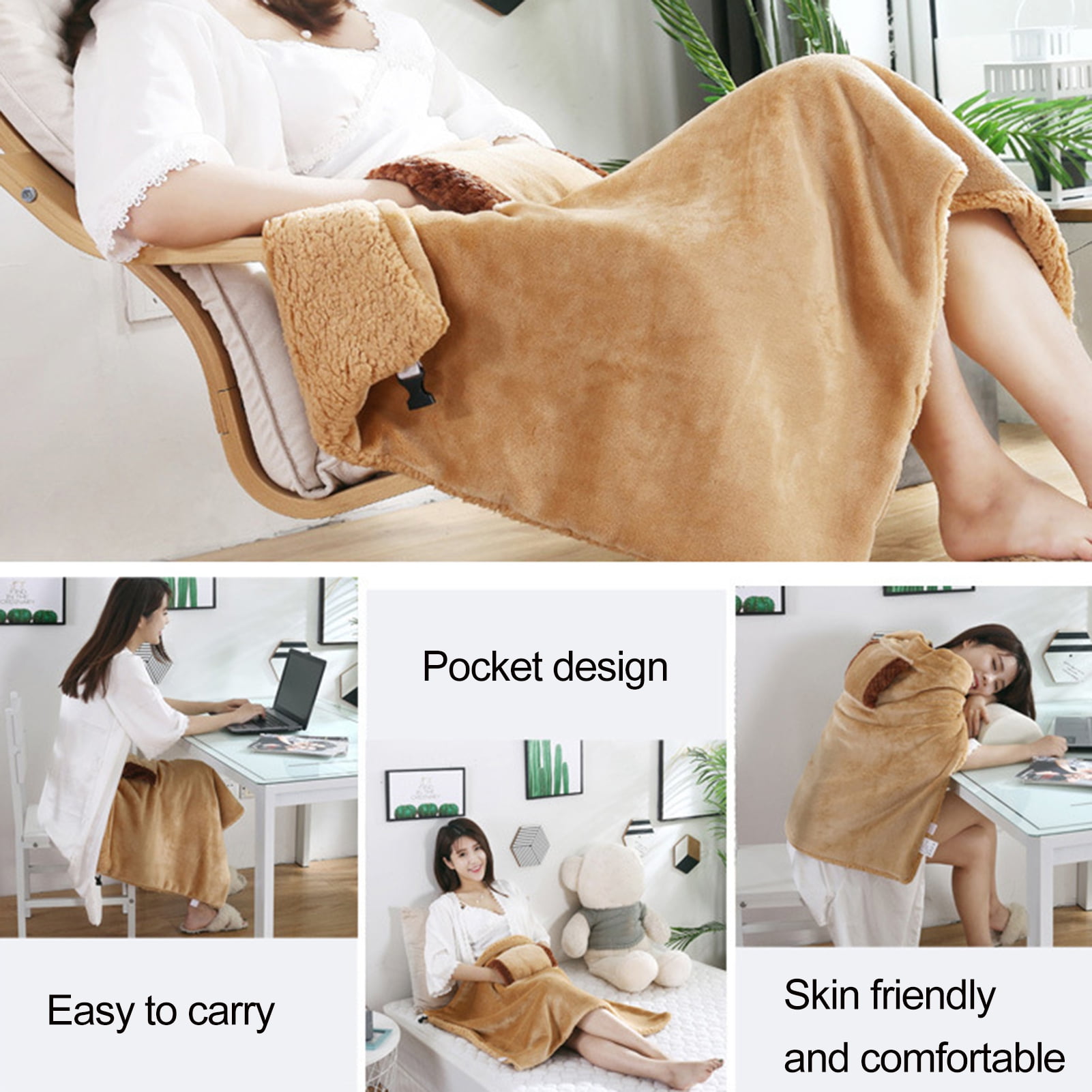 Wilitto Electric Blanket,Lock in Warmth Soft Thicker Pocket Design