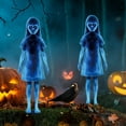 Wilitto Ghost Girl Garden Stake Creepy Metal Blue Ghost Stake Halloween