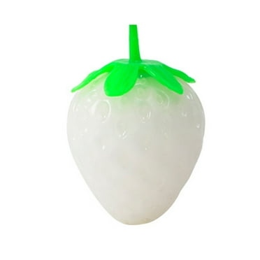 Wilitto Strawberry Squeeze Toy Discolored in Light Cute Simulation Fruit Ball Soft TPR Stress Relief Pinch Toys Vent Ball Squishes Decompression Toy Children Gift White