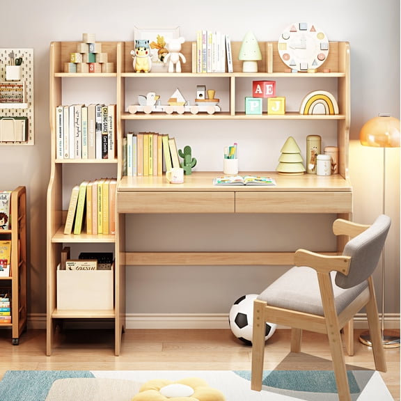 Wilk Kids Storage Desk with Multiple Drawers, Nature