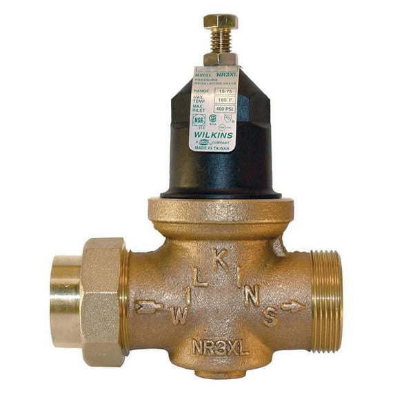 Wilkins 34-NR3XLDULUPF 0.75 in. No.75 Model NR3XL 250PSI Push Pressure Reducing Valve, Cast Bronze