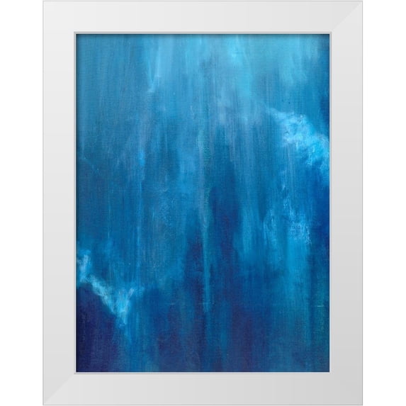 Wilkins, Suzanne 19x24 White Modern Wood Framed Museum Art Print Titled - Azul Profundo Triptych II