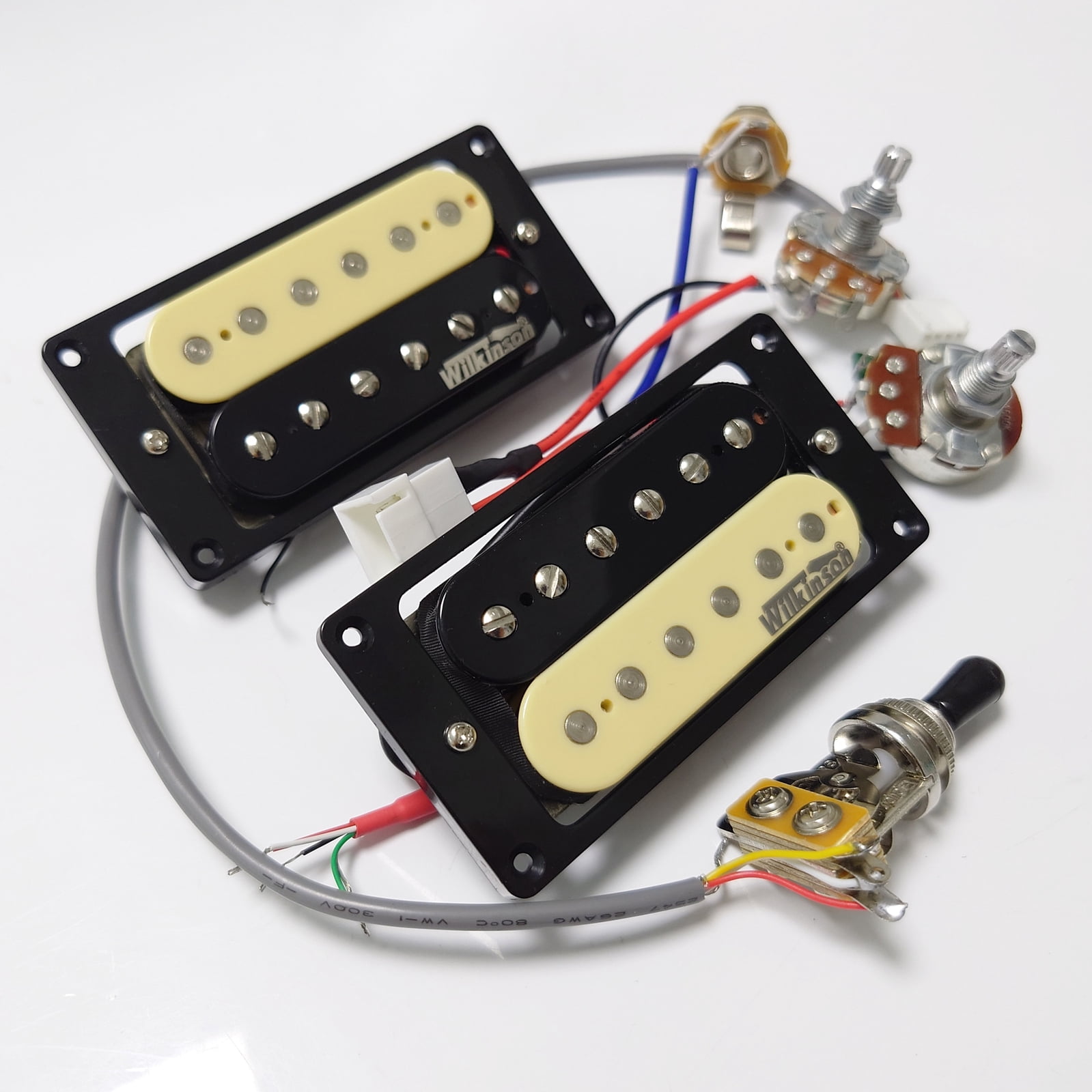 Wilkinson Guitar Alnico 5 Humbucker Pickups, 4C, with 1V1T Wiring Harness for Les Paul Style Electric Guitar