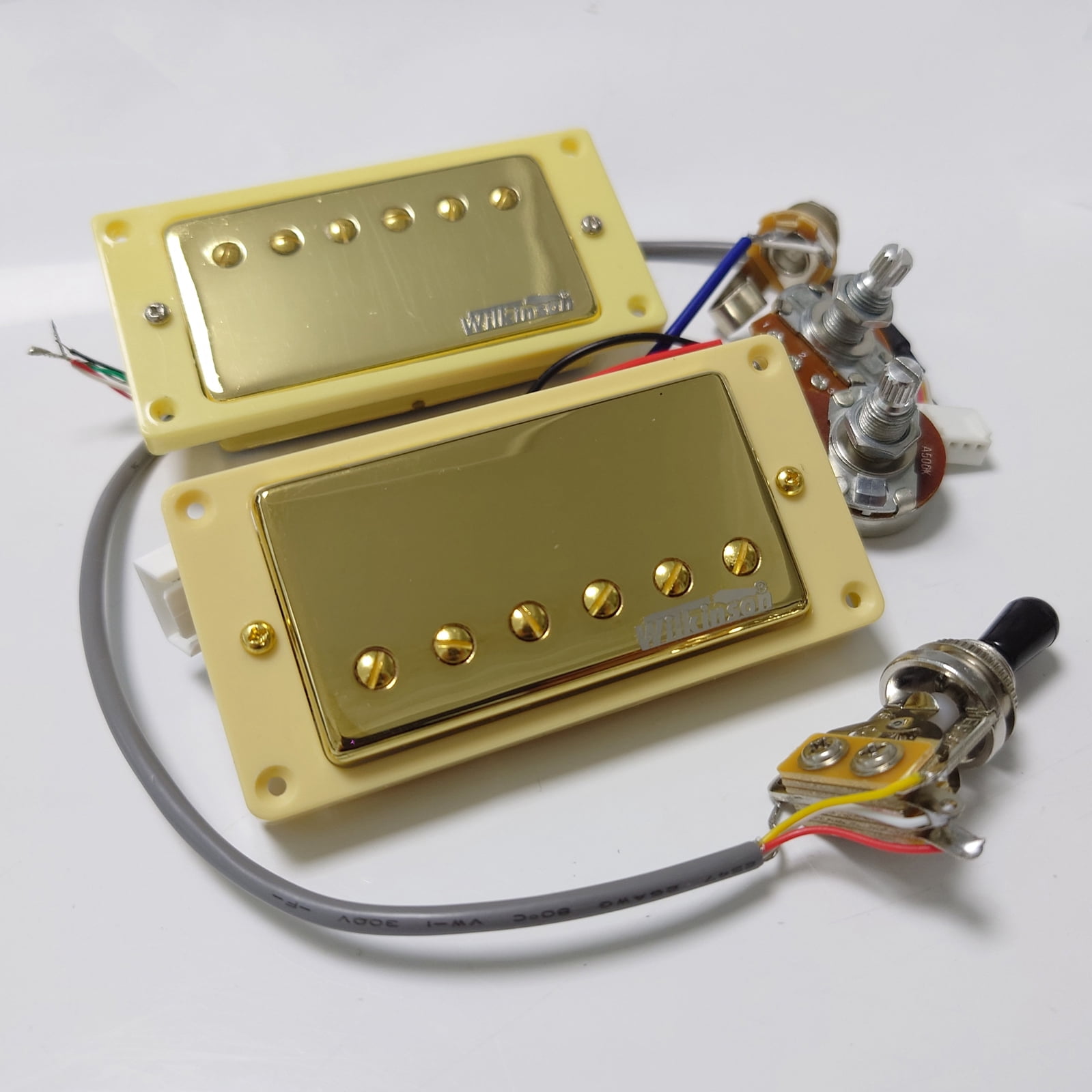 Wilkinson Guitar Alnico 5 Humbucker Pickups, 4C, with 1V1T Wiring Harness for Les Paul Style Electric Guitar