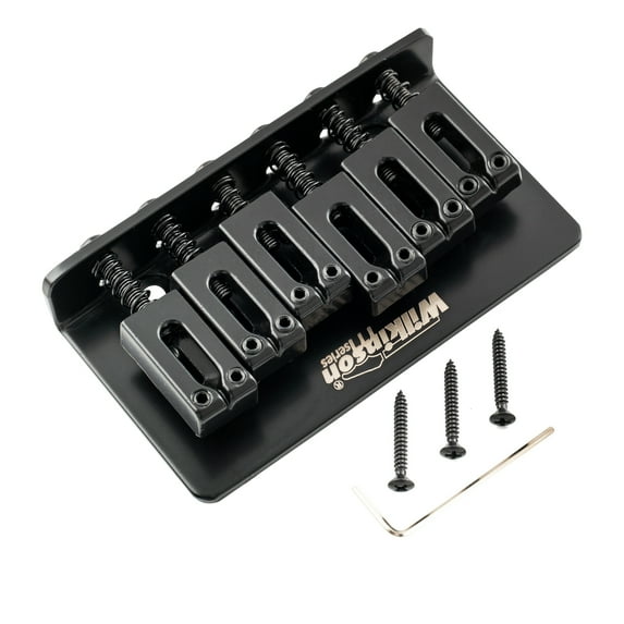 Wilkinson M Series 52.5mm(2-1/16 inch) String Spacing Modern Style Saddle Hardtail Fixed Bridge Non-Tremolo Bridge for Strat Tele Style Electric Guitar, Black