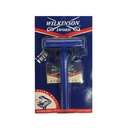 Wilkinson Sword Double Edge Click Safety Razor (Blue) + 3 Count Eyebrow Trimmer