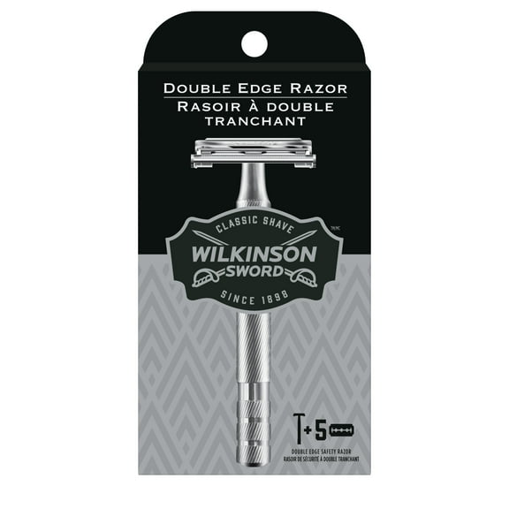 Wilkinson Sword Men's Double Edge Safety Razor, 1 Handle + 5 Refills