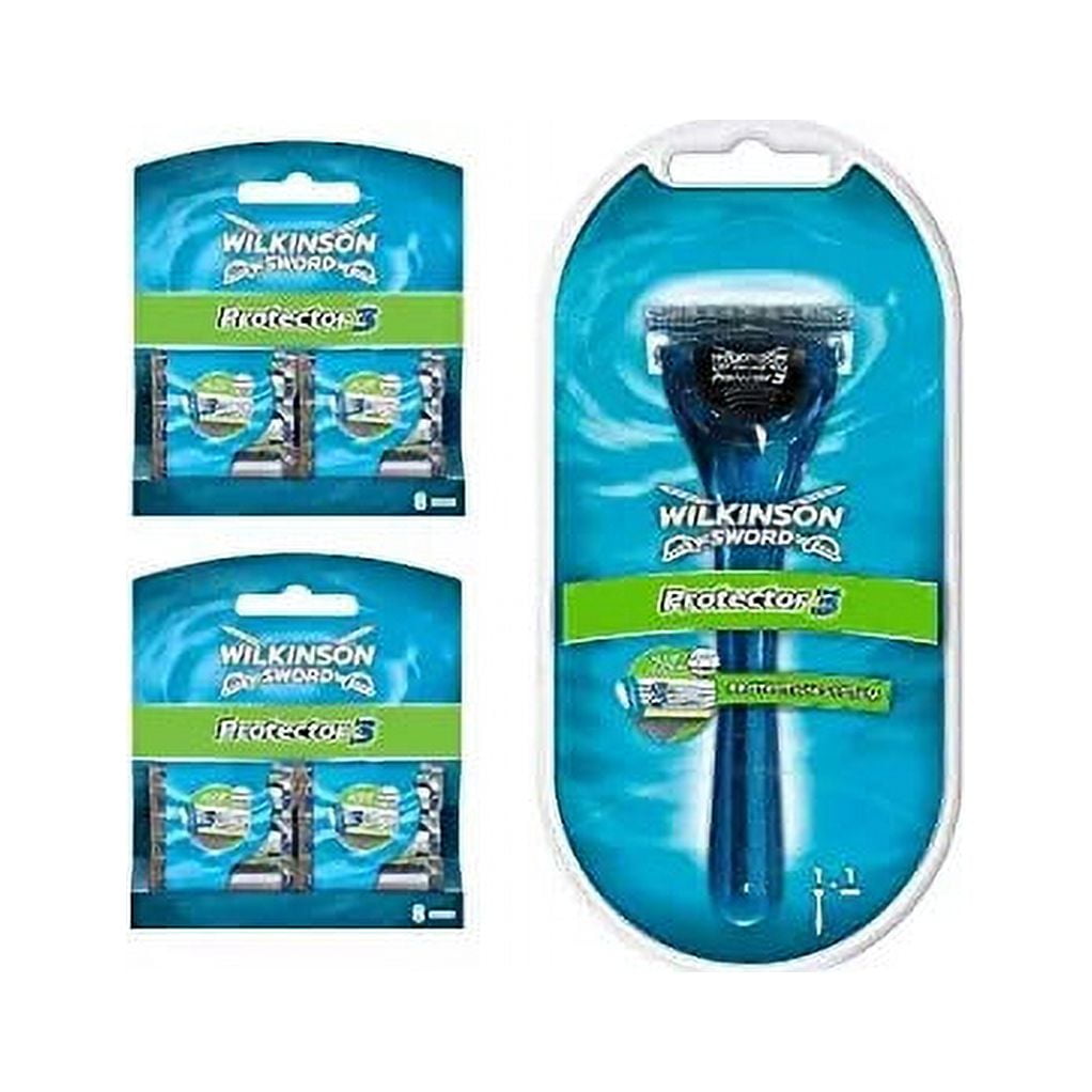 Wilkinson Sword Protector 3 Shaving Razor System Kit: 1 Handle w/ 17 Refill  Blade Cartridges (Comparable to Schick Protector) + Schick Slim Twin ST 