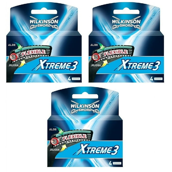 Wilkinson Sword Xtreme3, 4 Count Refill Blades (Same As Schick Xtreme 3 Catridges) Pack of 3 + Schick Slim Twin ST for Sensitive Skin