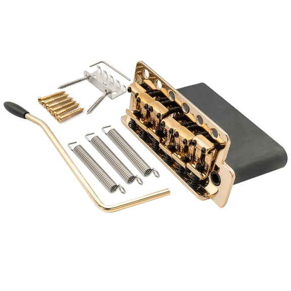 Wilkinson WVC-SB 54mm(2-1/8 inch) 6-Hole Vintage Steel Saddles Guitar Tremolo Bridge with Full Solid Steel Block for USA Vintage Strat and Japan Strat Style Electric Guitar, Gold