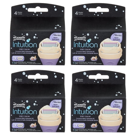 Wilkinson by Schick Intuition Dry Skin Coconut Milk & Almond Oil Refill Razor Blade Cartridges, 3 Count (Pack of 4) + Makeup Blender Stick, 12 Pcs