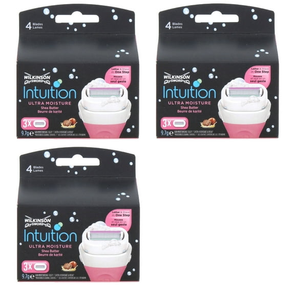 Wilkinson by Schick Intuition Ultra Moisture Shea Butter Refill Blade Cartridges, 3 Count (Pack of 3)